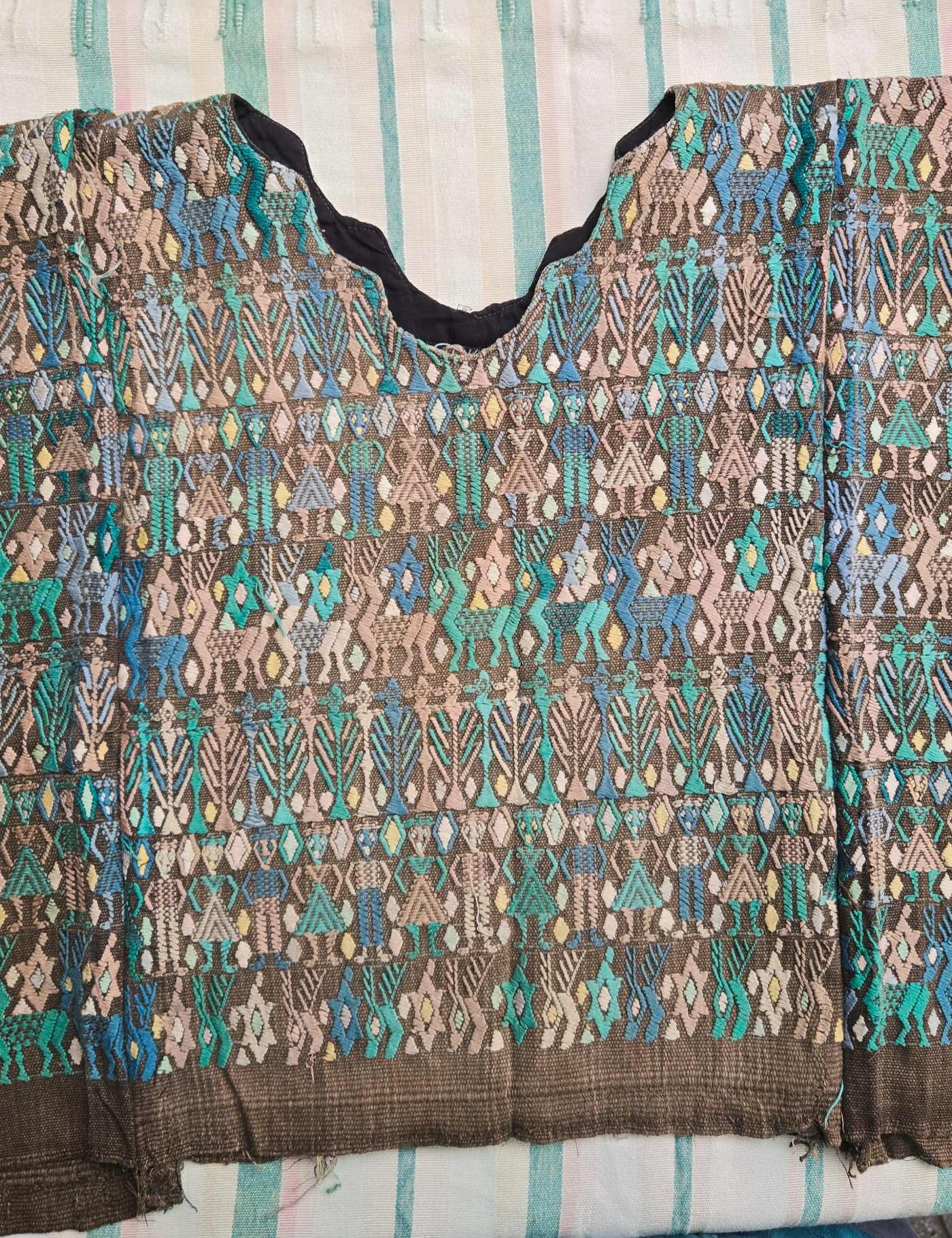 Brown with Blue Deer Cobán Huipil #8-168