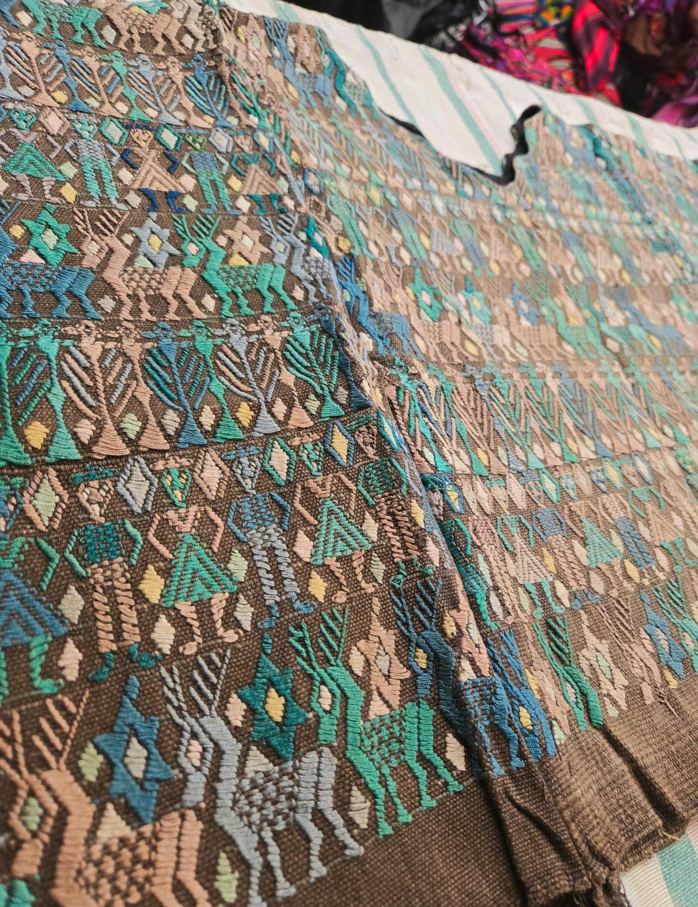 Brown with Blue Deer Cobán Huipil #8-168