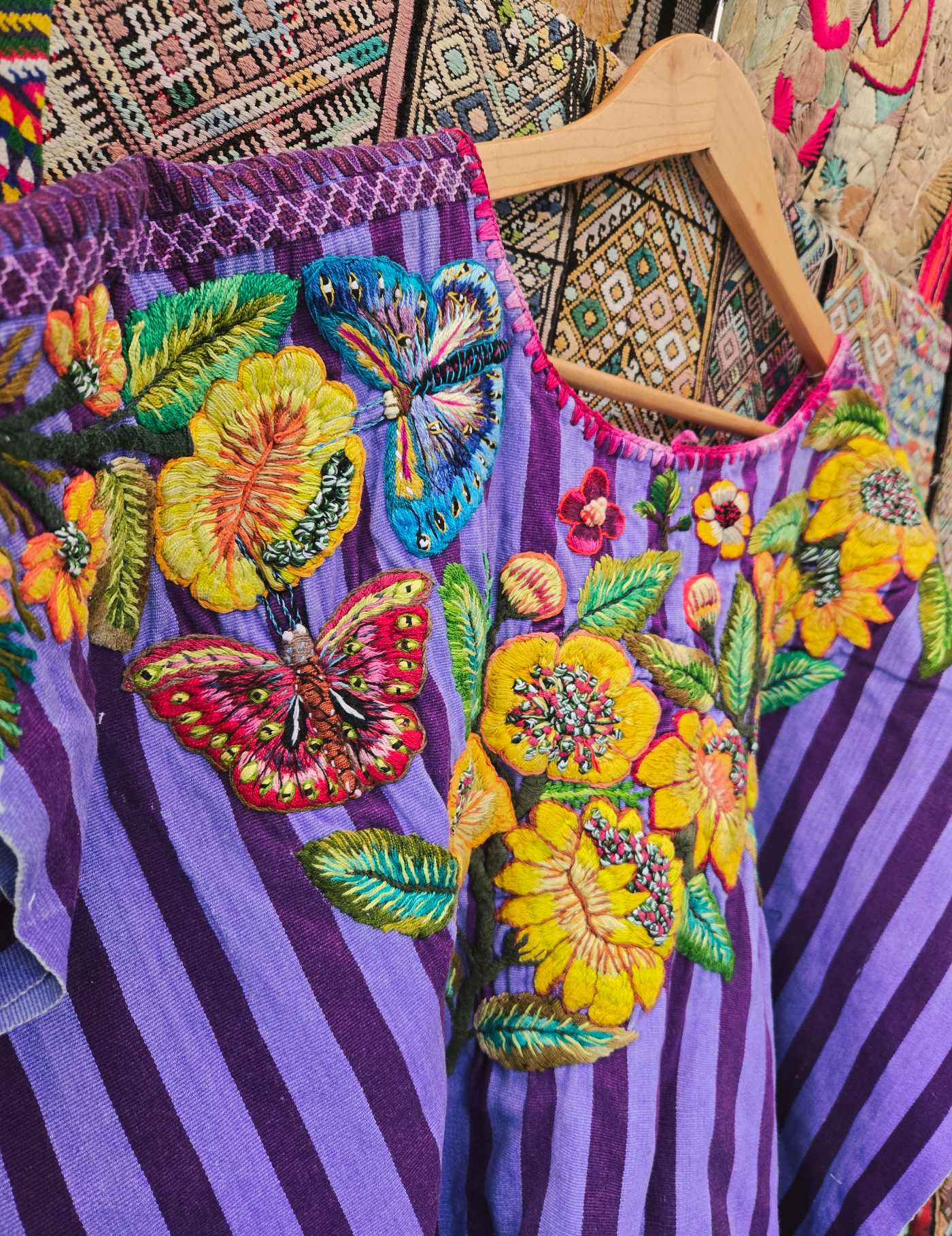 Yellow Flowers on Purple Santiago Huipil #8-174
