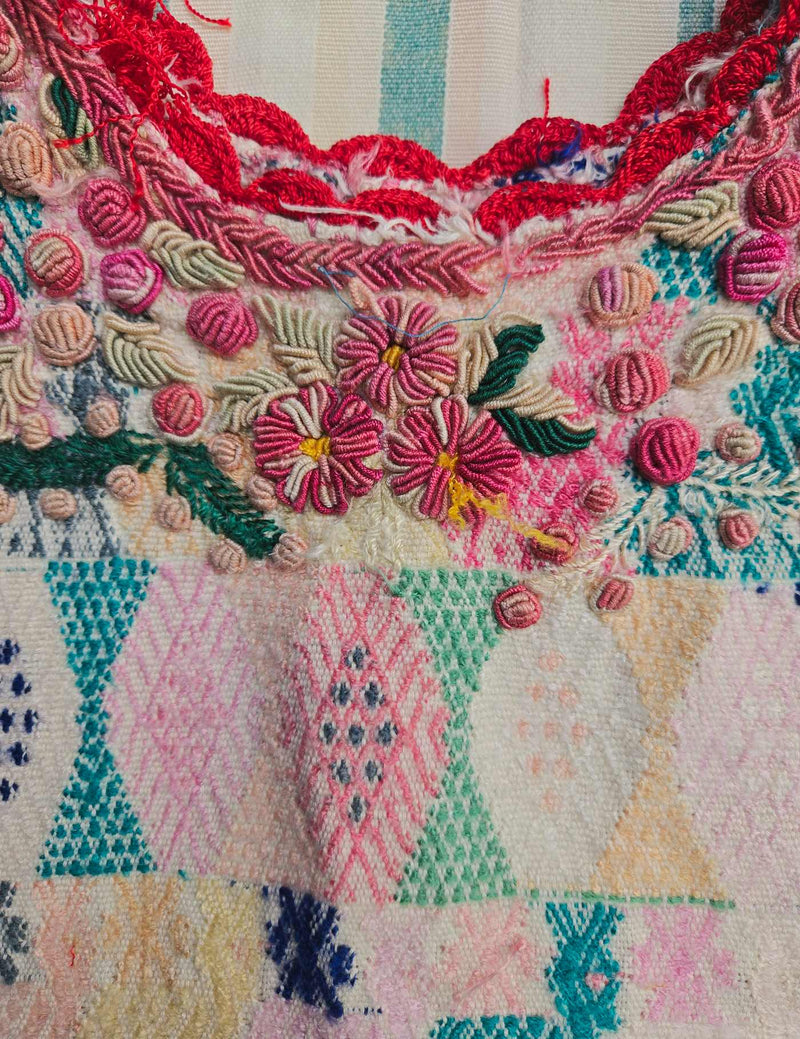 Pastel with Rococo Embroidery Cobán Huipil #8-176
