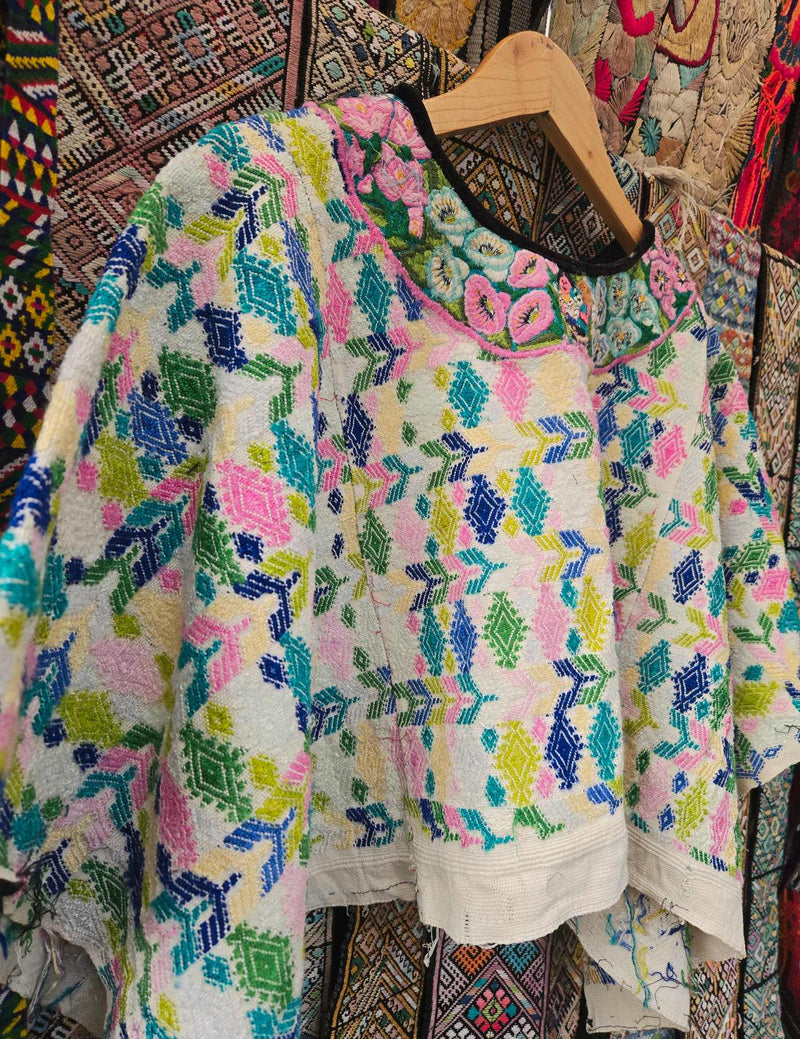 Pink and Blue Cobán Huipil #8-177