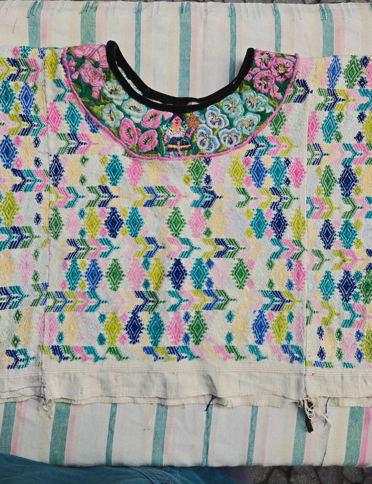 Pink and Blue Cobán Huipil #8-177