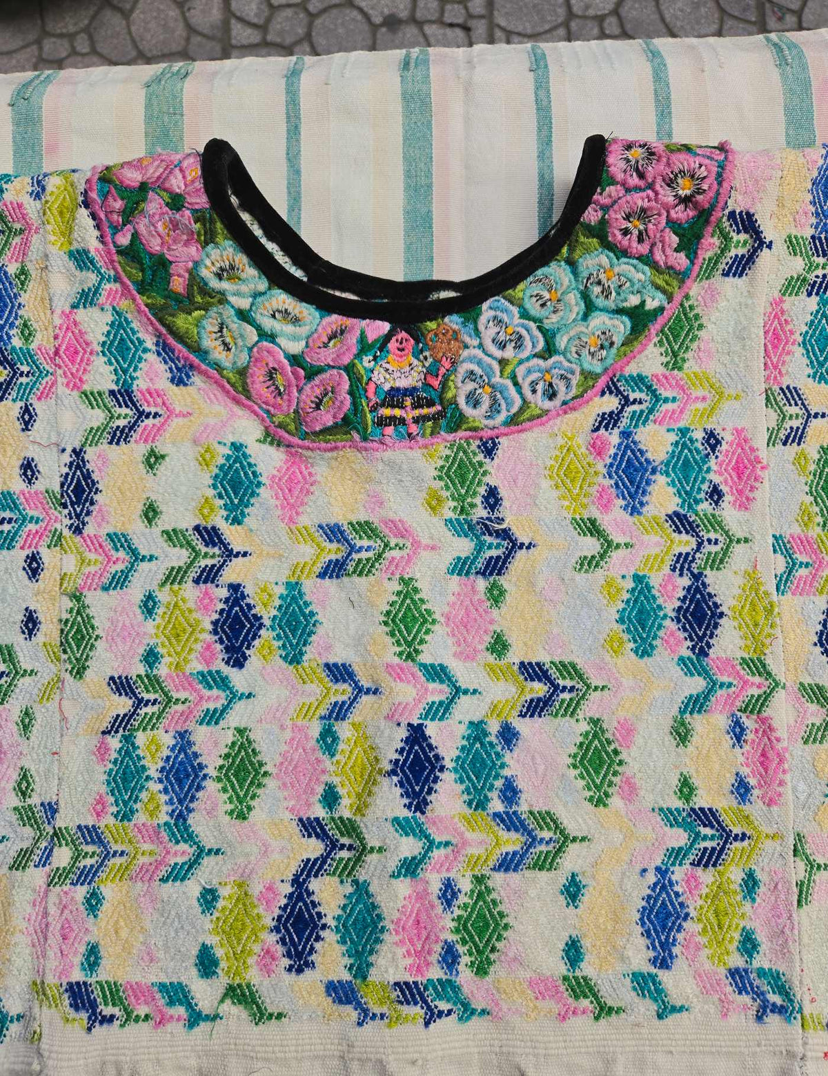 Pink and Blue Cobán Huipil #8-177