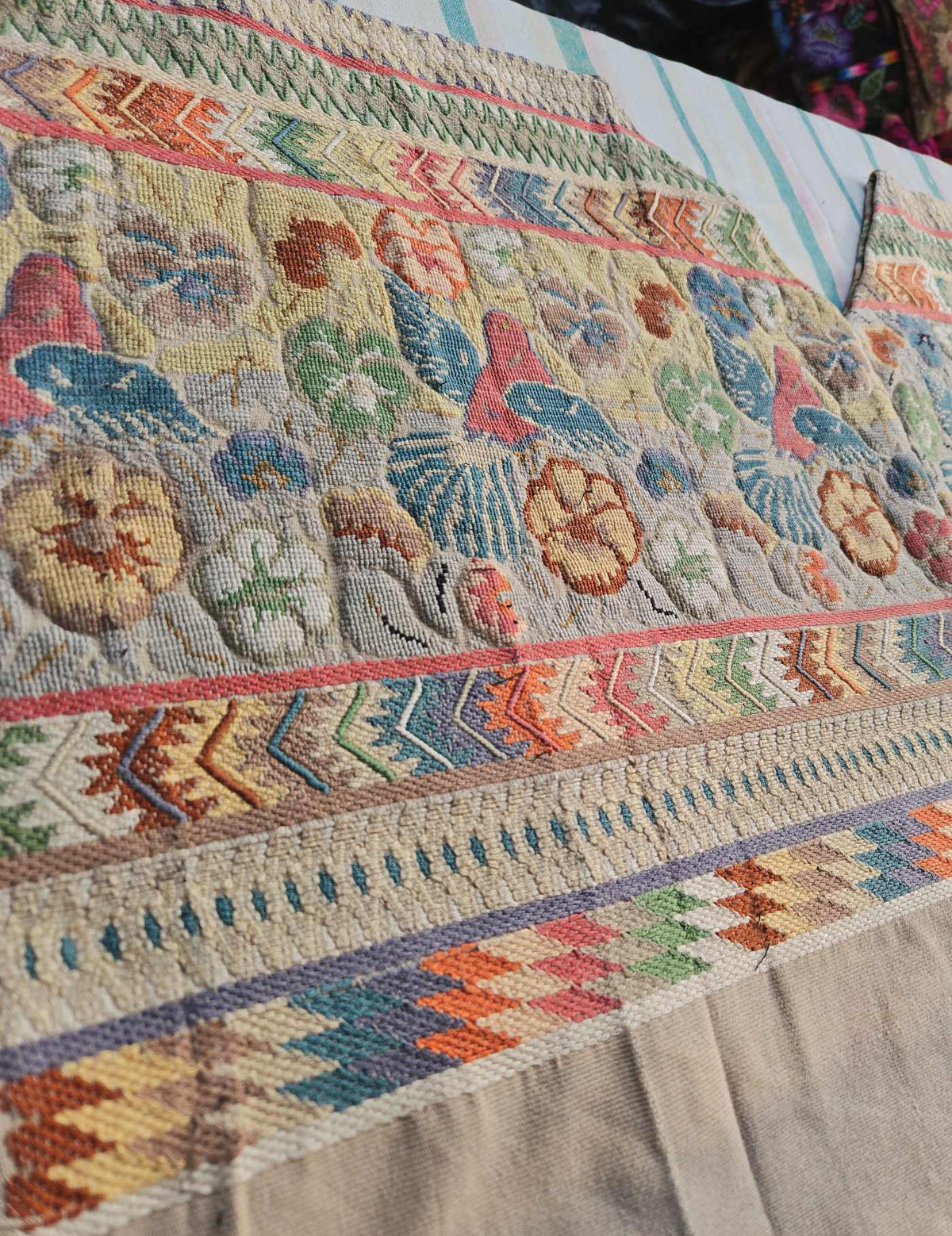 Pastel Flowers on Cream Comalapa Huipil #8-182