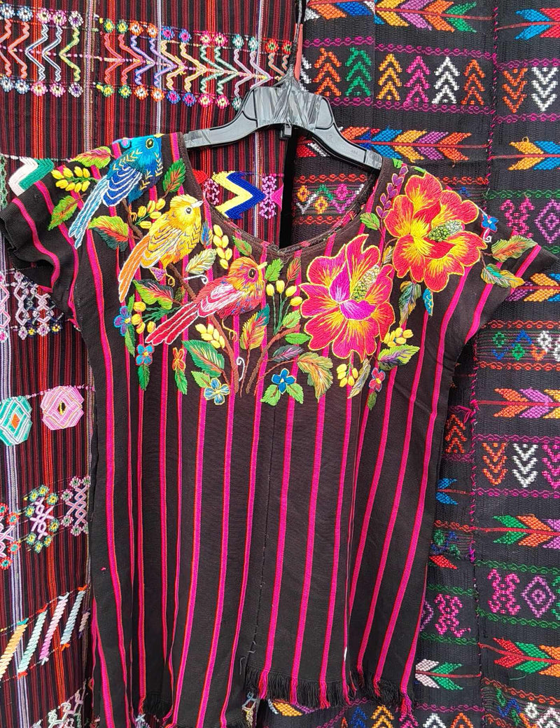 Black and Pink Striped Santiago Huipil #8-197