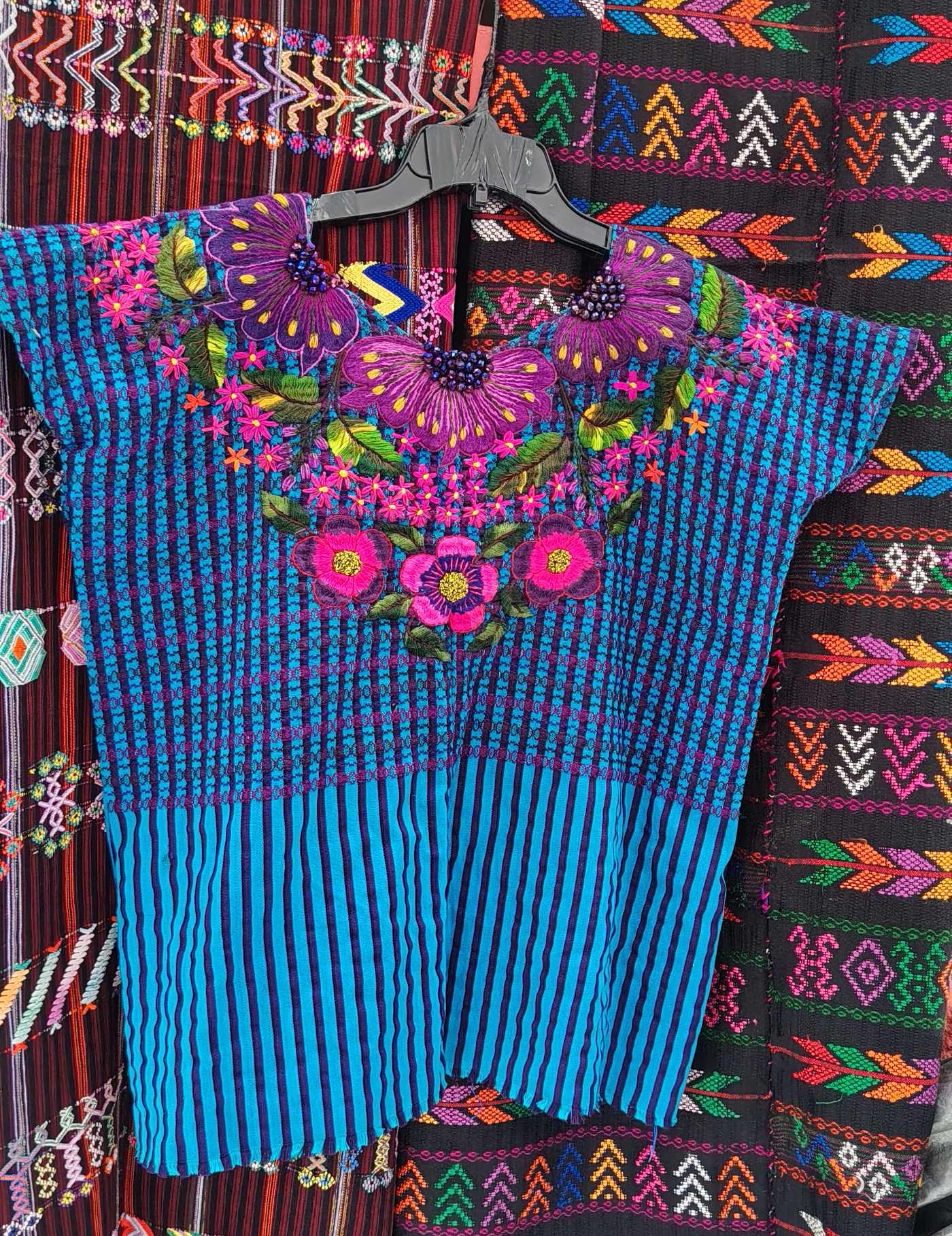 Blue and Berry Gingham Santiago Huipil #8-204