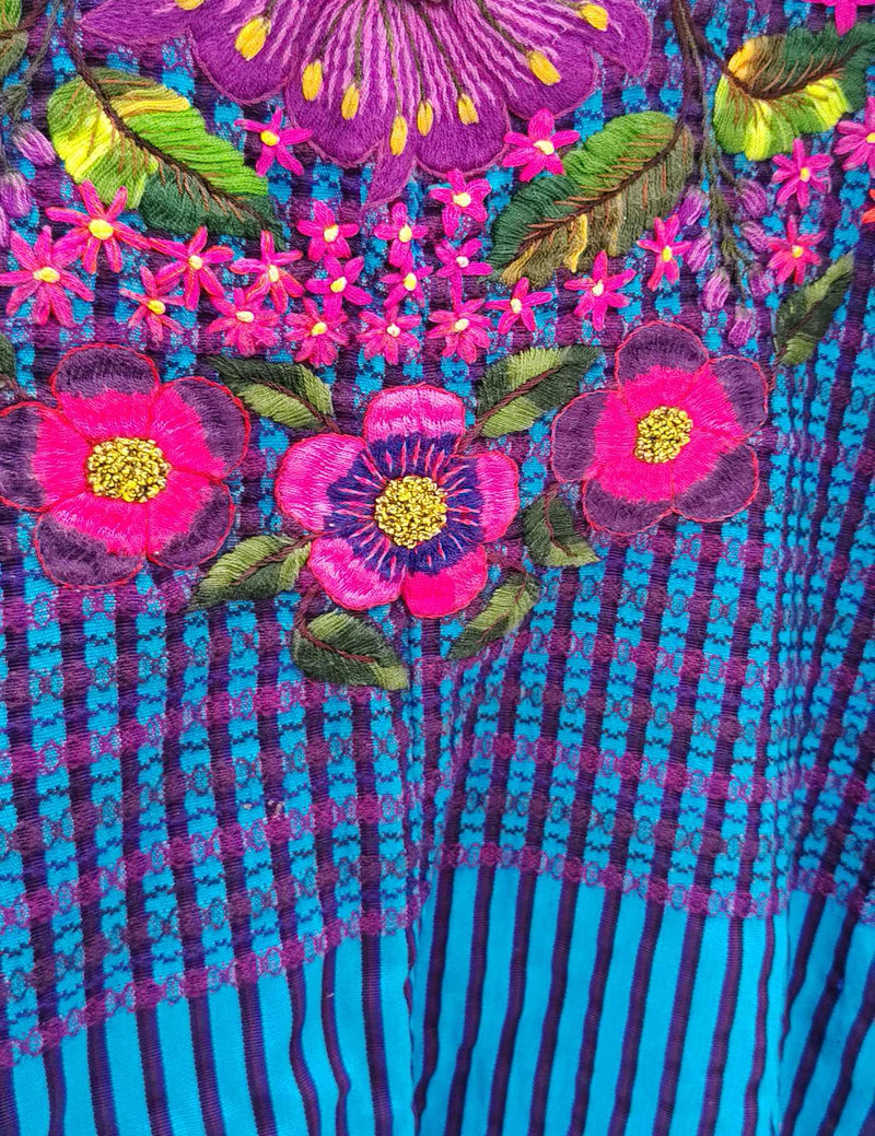 Blue and Berry Gingham Santiago Huipil #8-204