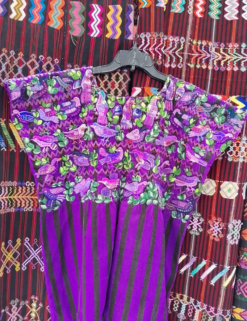 Purple Stripes with Birds Santiago Huipil #8-205