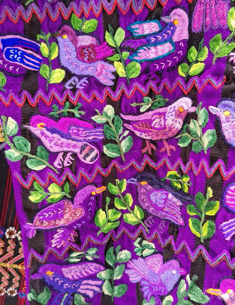 Purple Stripes with Birds Santiago Huipil #8-205