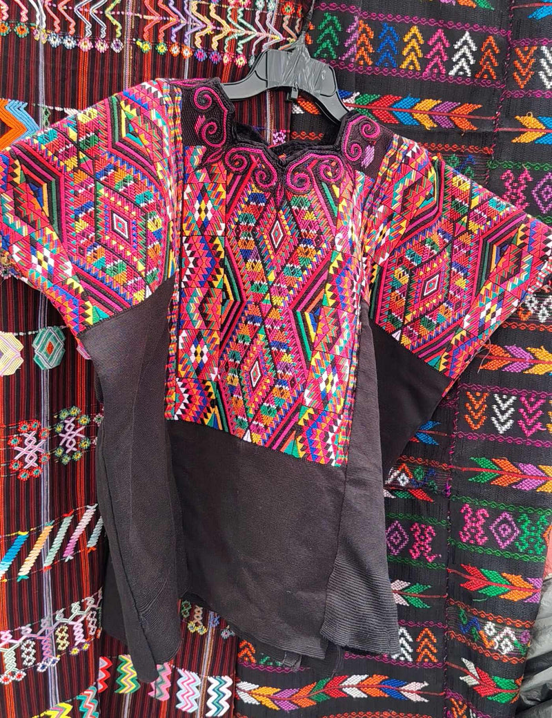 Bright Geometric on Black Chichicastenango Huipil #8-210