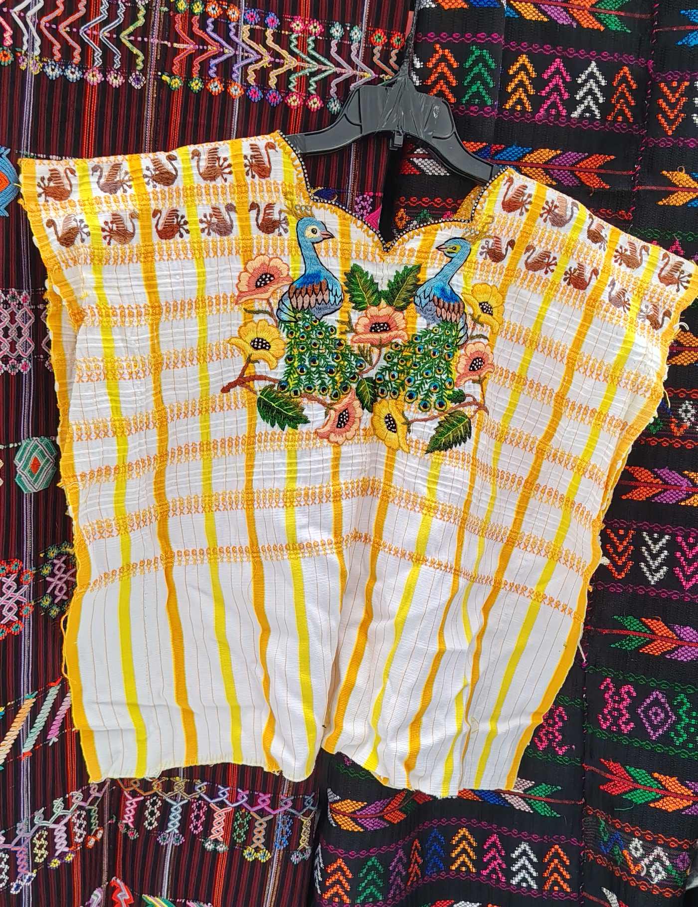 Yellow with peacocks Santiago Huipil #8-211