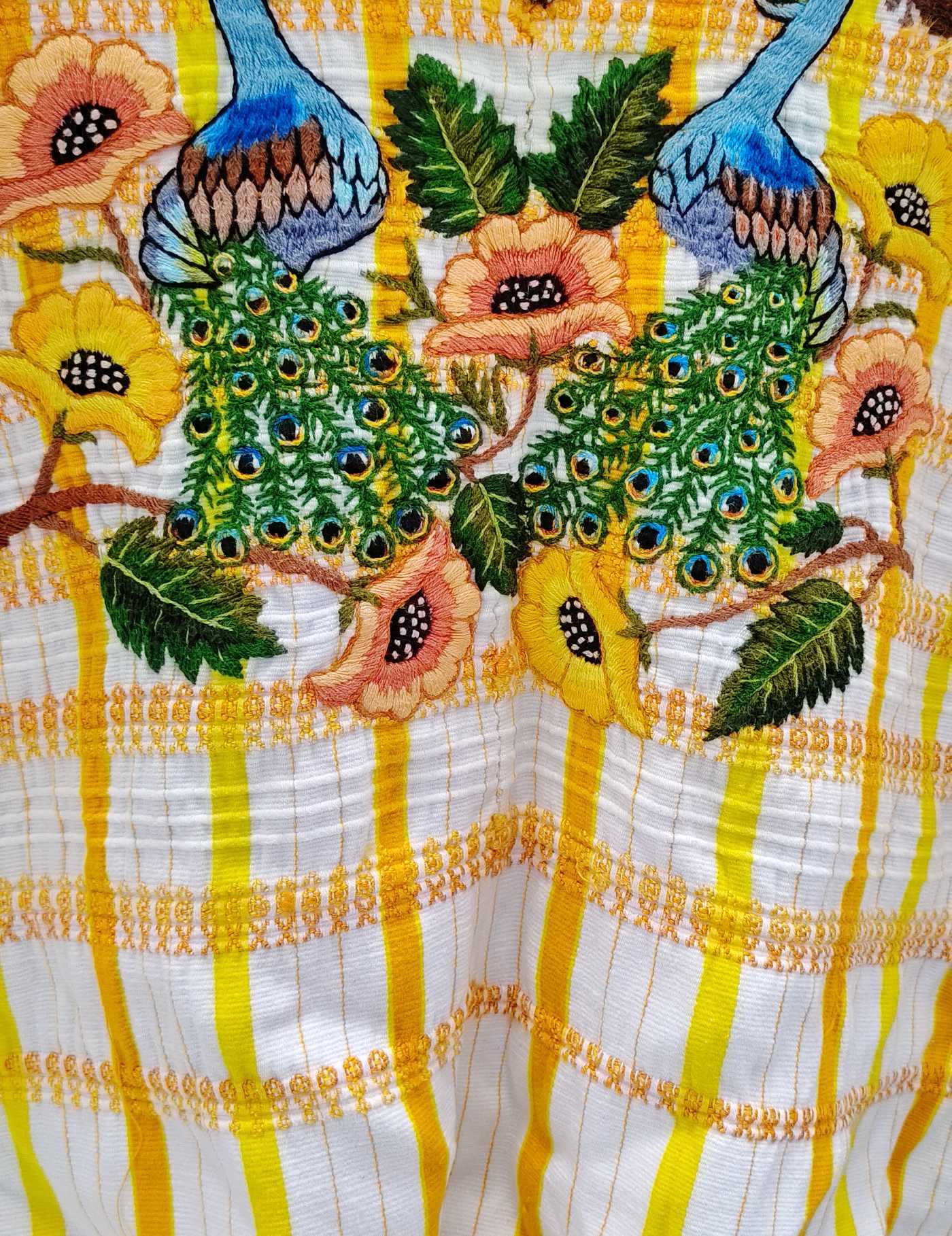 Yellow with peacocks Santiago Huipil #8-211