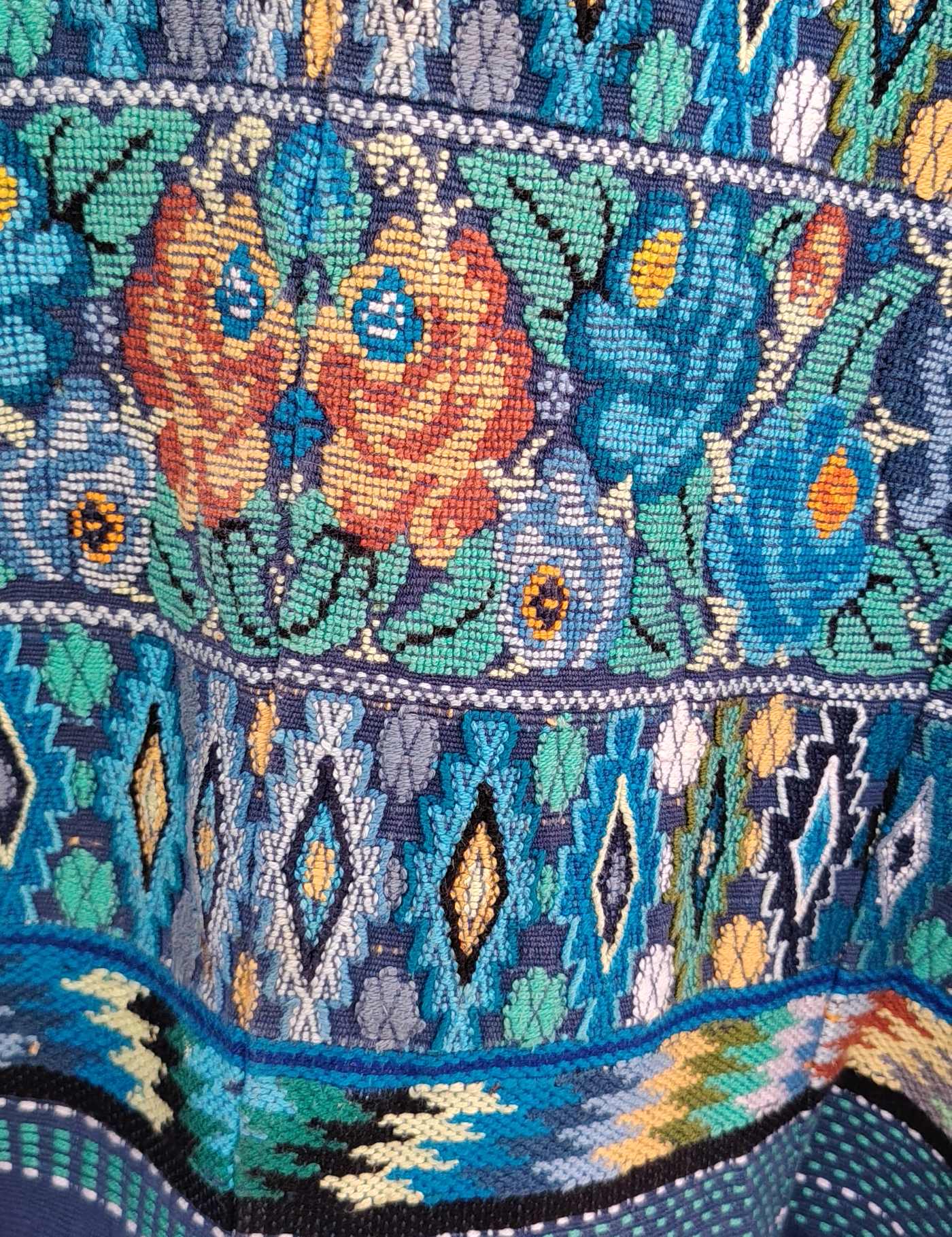 Pretty Blue with Flowers Comalapa Huipil #8-212