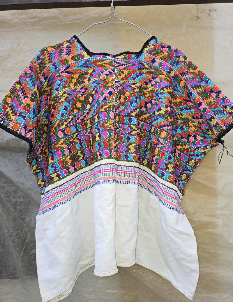 Multicolor on White Totonicapán Huipil #8-245