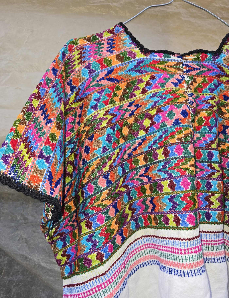 Multicolor on White Totonicapán Huipil #8-245
