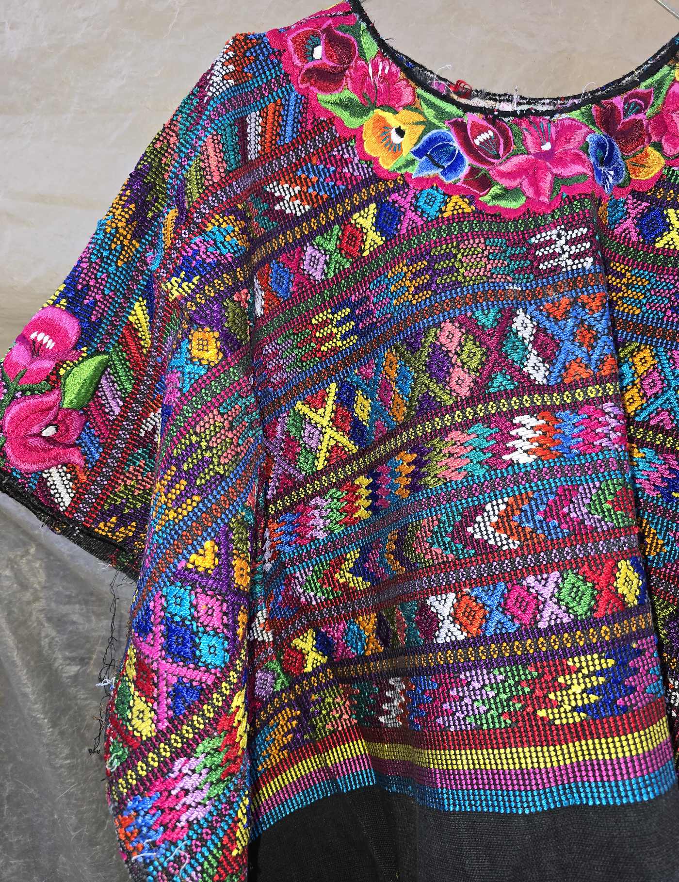 Multicolor on Black Totonicapán Huipil #8-246