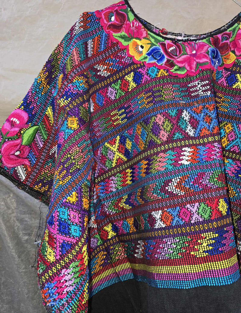 Multicolor on Black Totonicapán Huipil #8-246