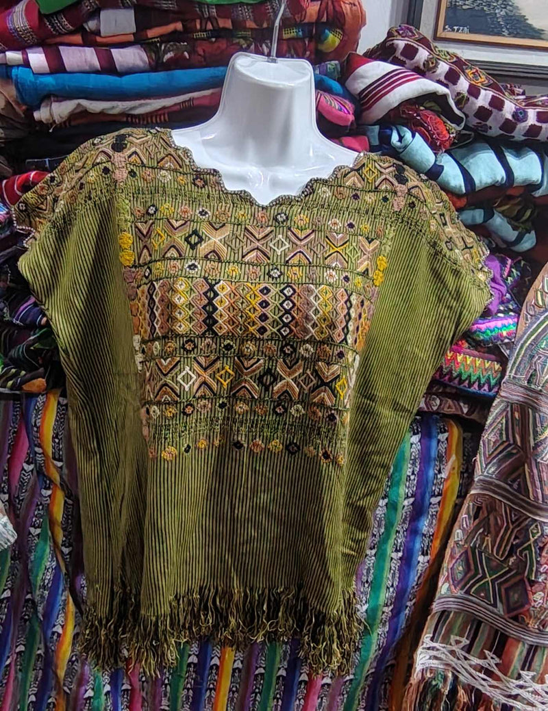 Lime and Gold Colotenango Huipil #8-254