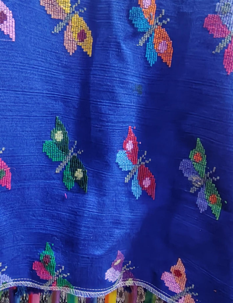 Blue and Red Butterflies Aguas Calientes Huipil #8-258