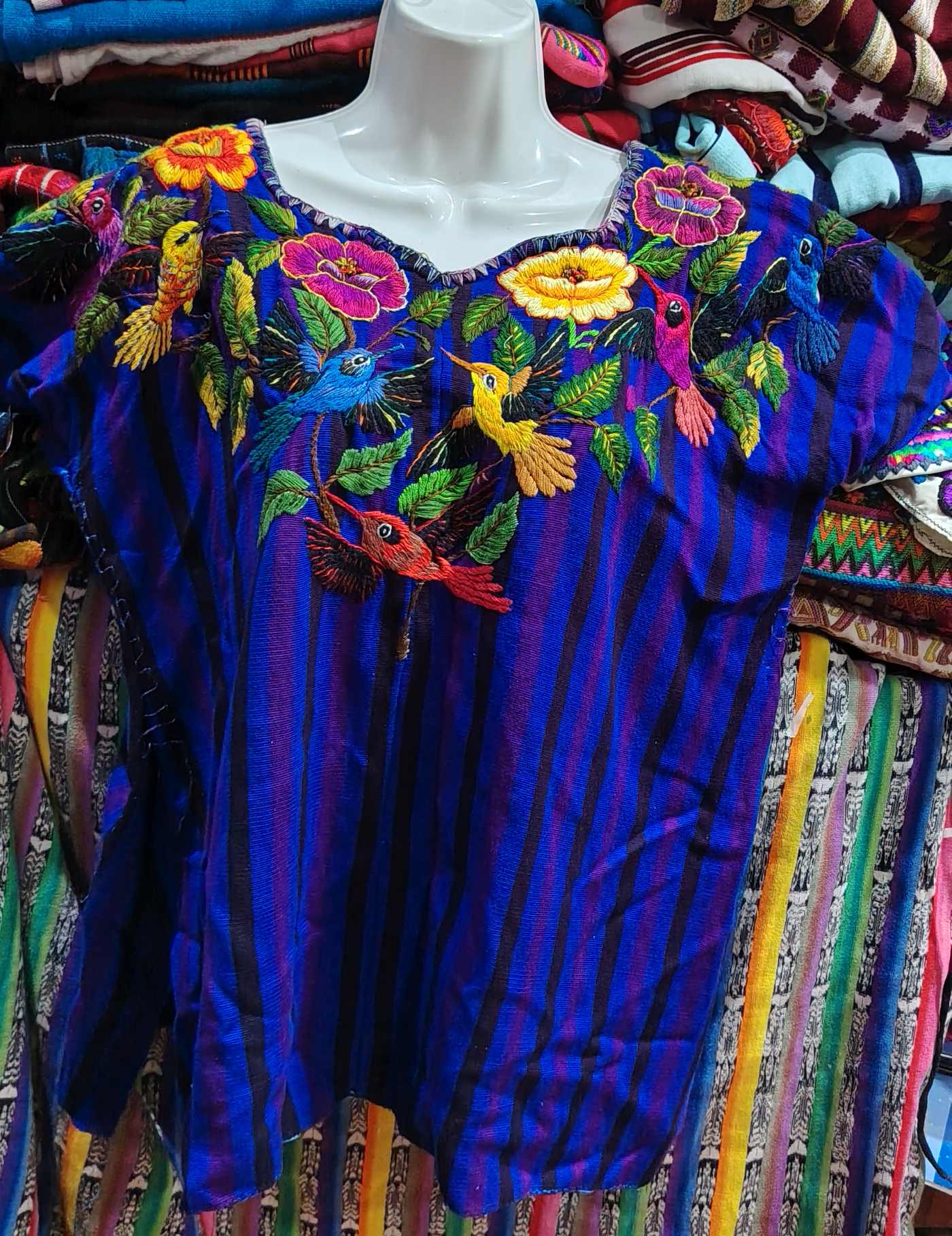 Blue with Hummingbird Santiago Huipil #8-271