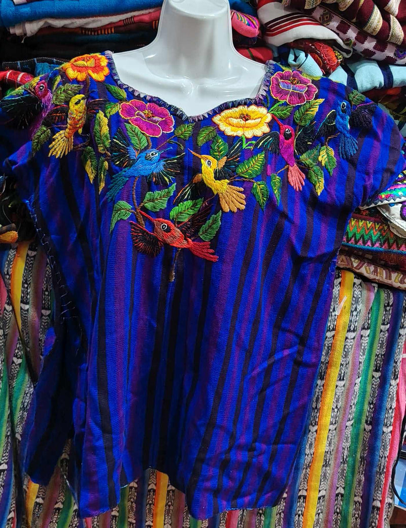 Blue with Hummingbird Santiago Huipil #8-271