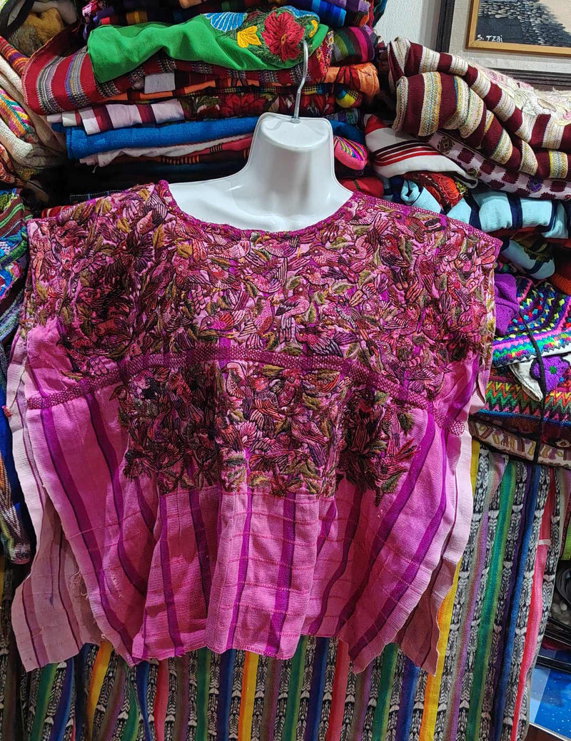Berry Birds on Pink Santiago Huipil #8-278