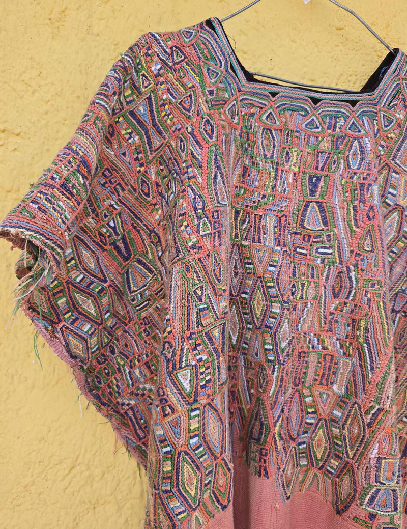 Bold Coral Nebaj Huipil #8-304