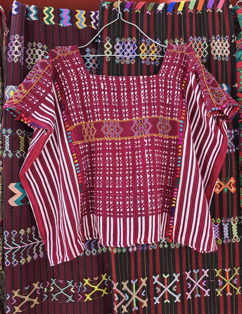 Burgundy and White Colotenango Huipil #8-307