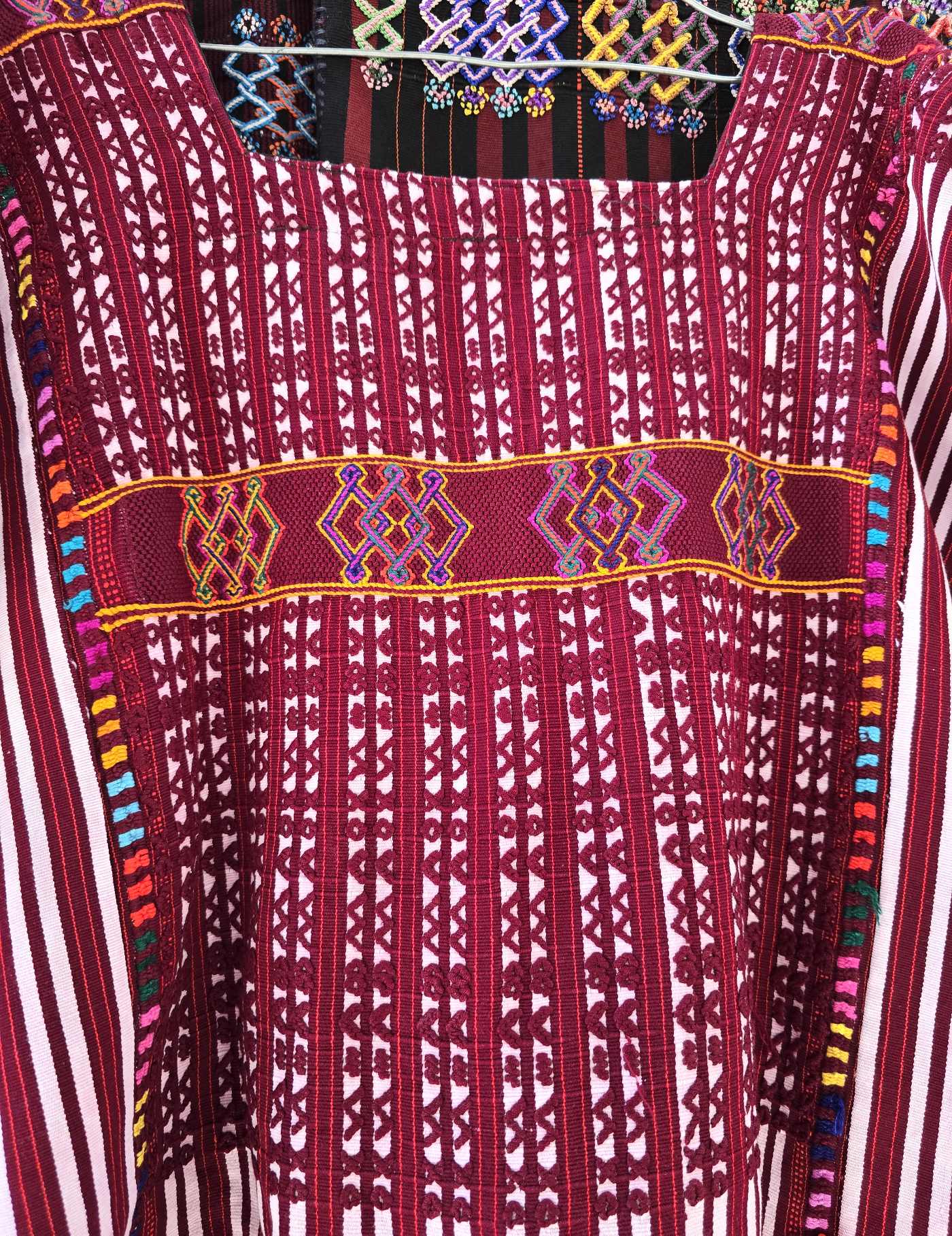 Burgundy and White Colotenango Huipil #8-307
