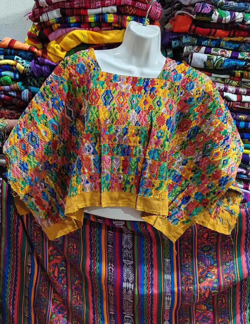 Colourful on Mustard Cobán Huipil #8-310