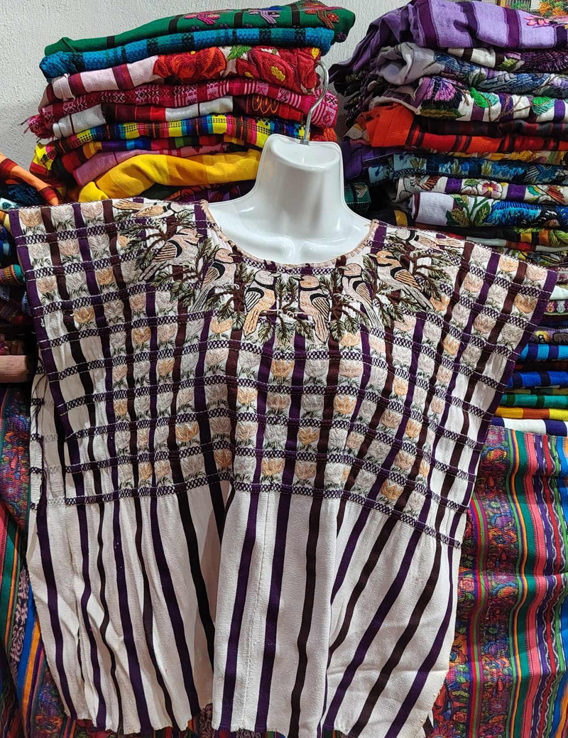 Dark Stripes on Ivory Santiago Huipil #8-316