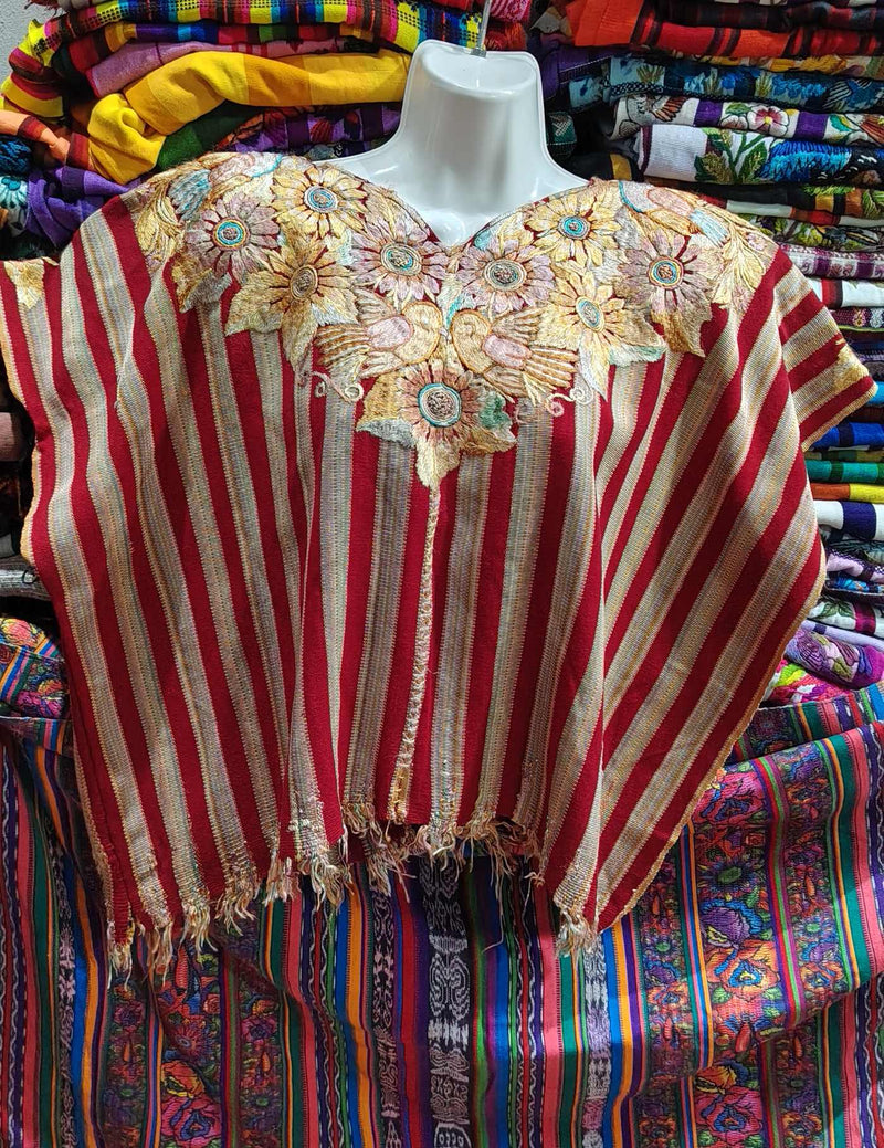 Burgundy and Gold Patzún Huipil #8-320