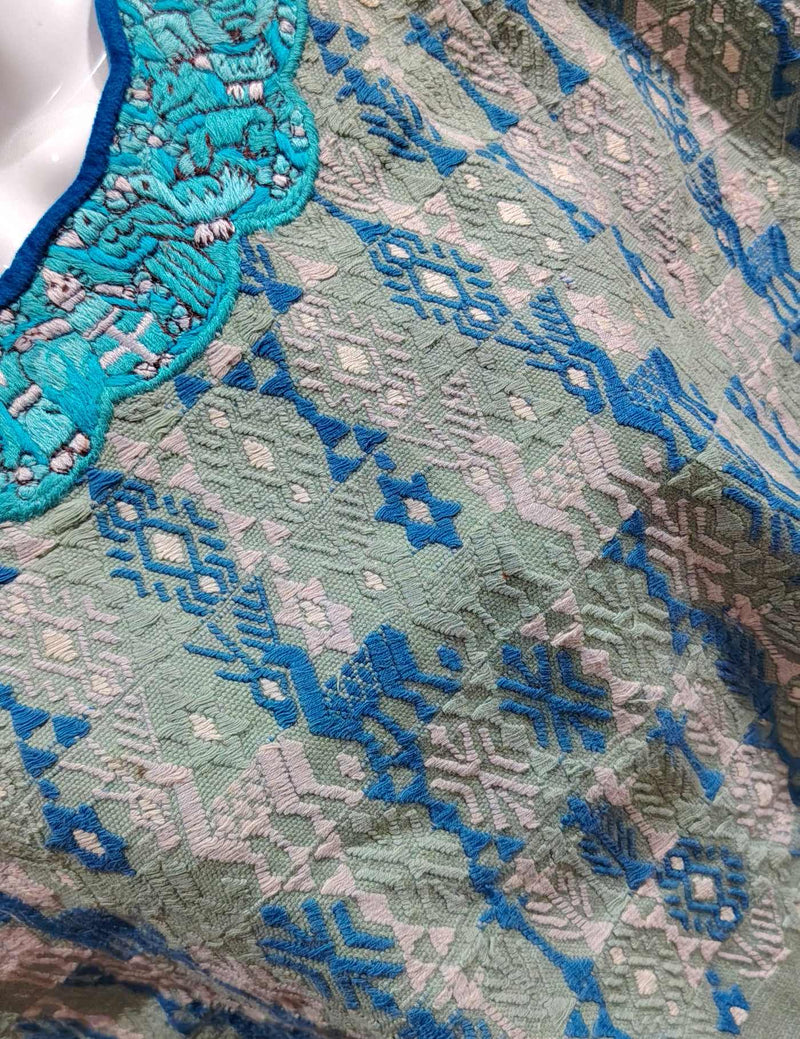 Blue and Mint Cobán Huipil #8-323