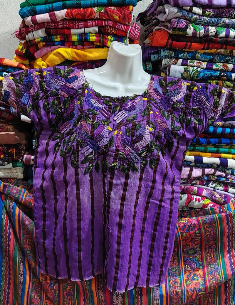 Purple with Birds Santiago Huipil #8-325