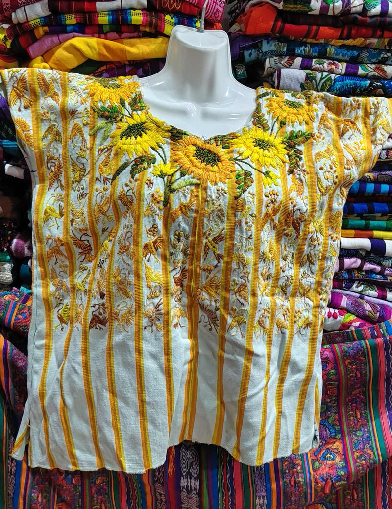 Yellow with Sunflowers Santiago Huipil #8-327
