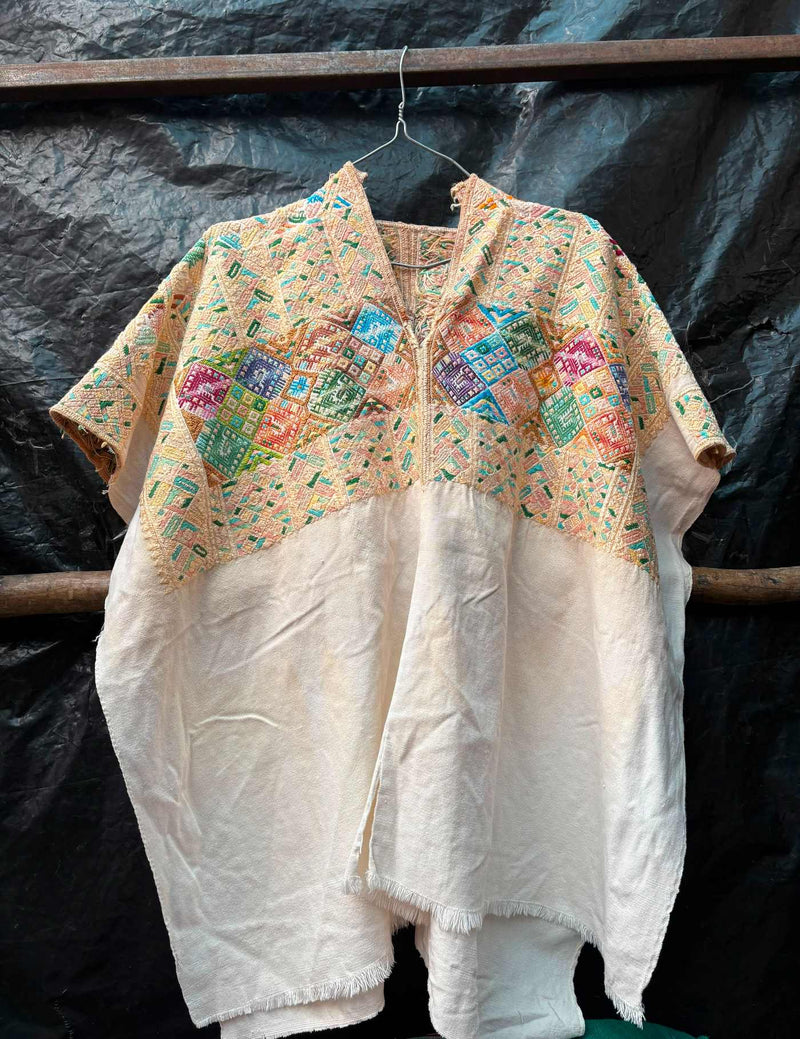 (reserved For Yesenia) Colourful On Cream Nahualá Huipil #8-332