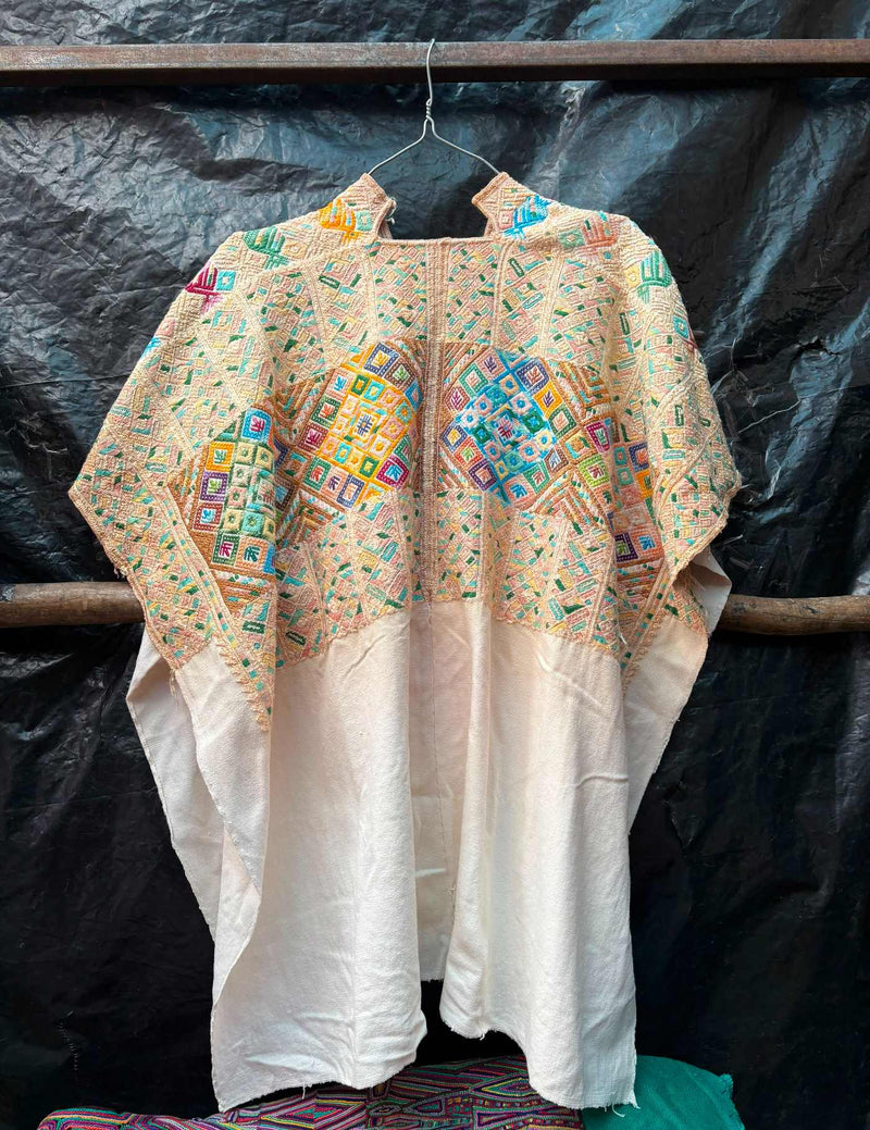 (reserved For Yesenia) Colourful On Cream Nahualá Huipil #8-332