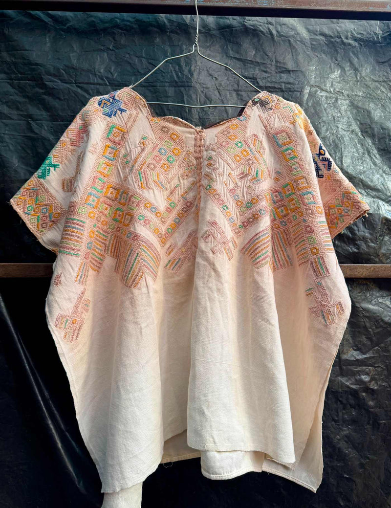 (reserved For Yesenia) Cream Peacocks Nahualá Huipil #8-333
