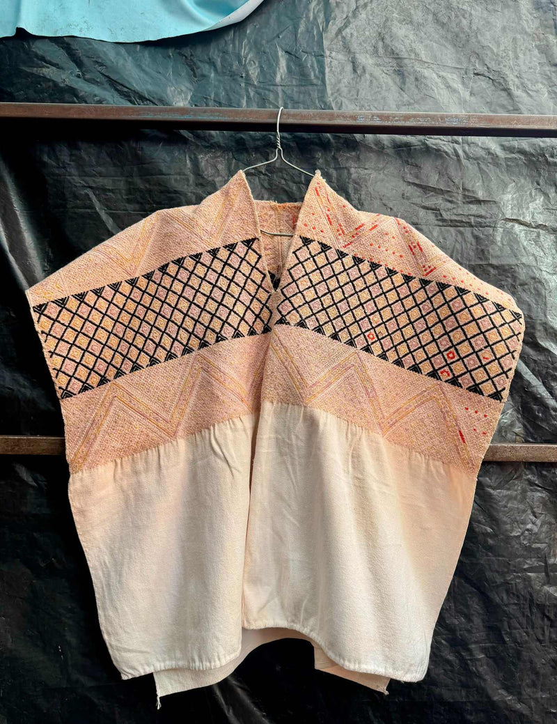 Cream With Black Accents Nahualá Huipil #8-335