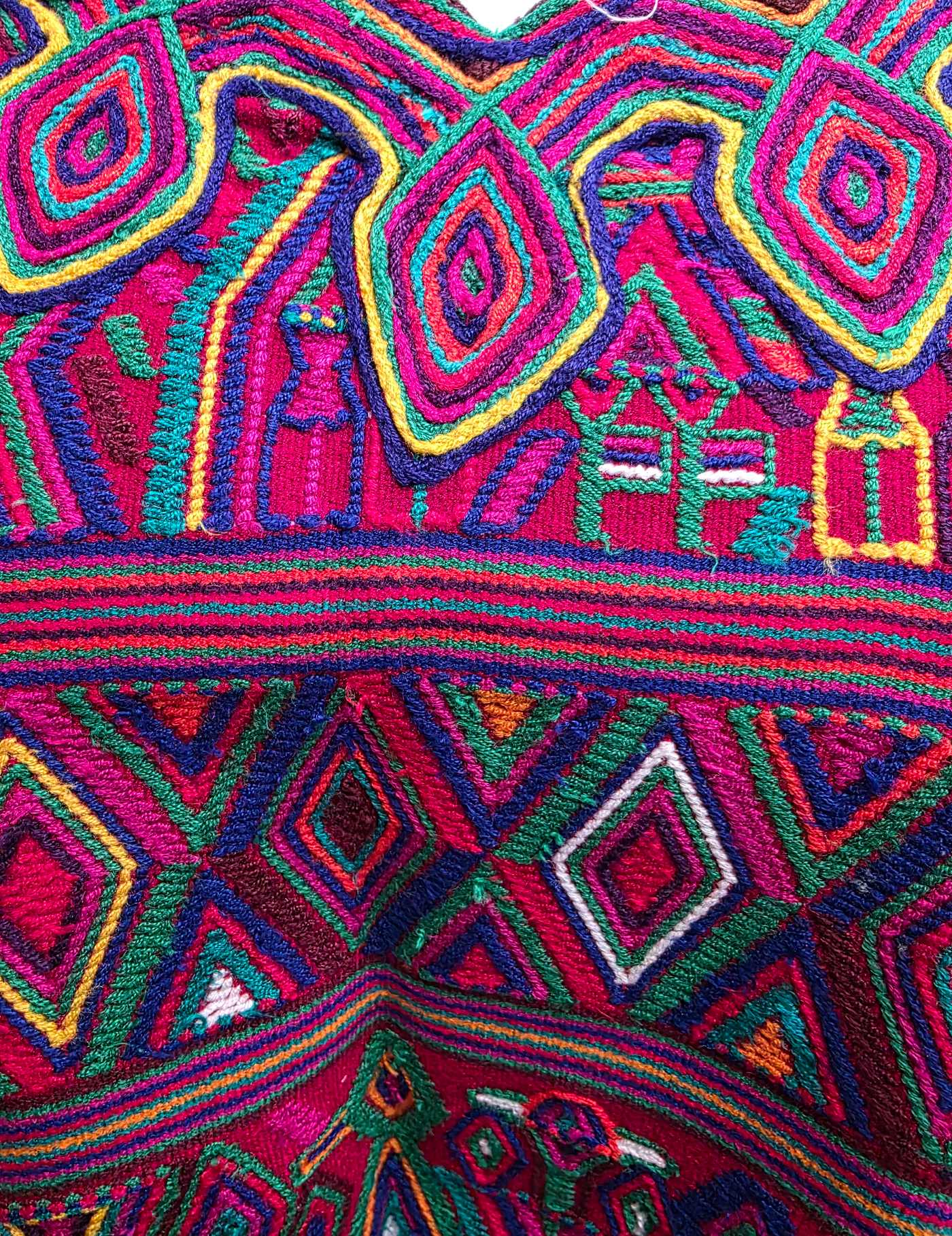 White background with red and multicolor Nebaj Huipil #8-336