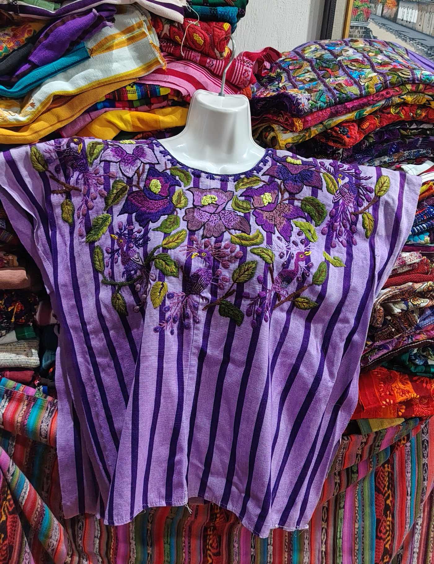 Purple birds and roses Santiago Huipil #8-346