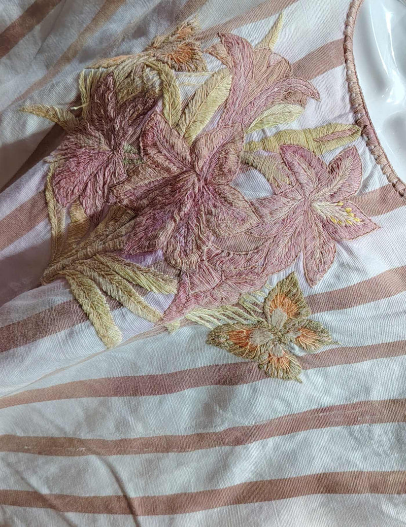 White with butterfly stripes Santiago Huipil #8-355