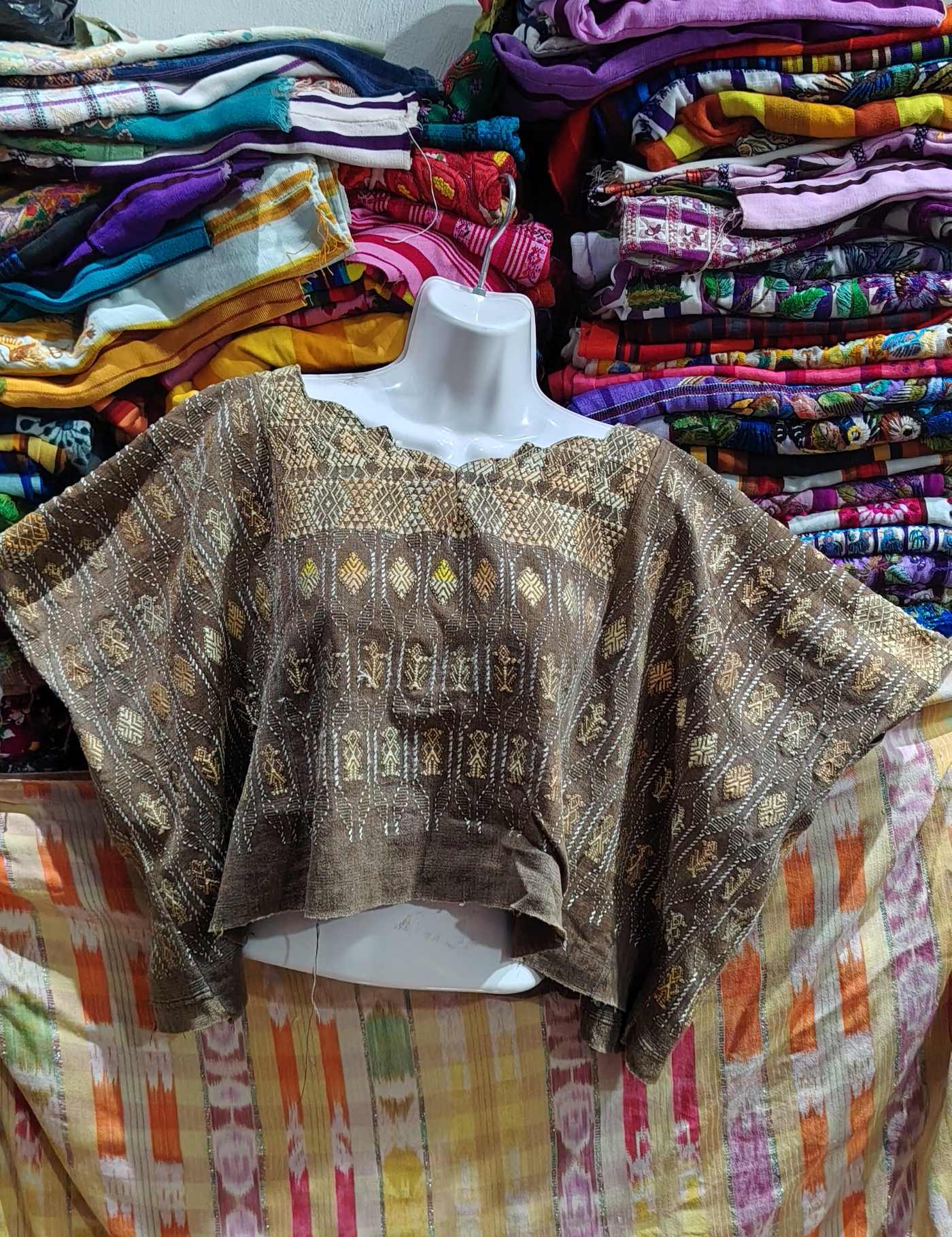 Brown with deer Cobán Huipil #8-356