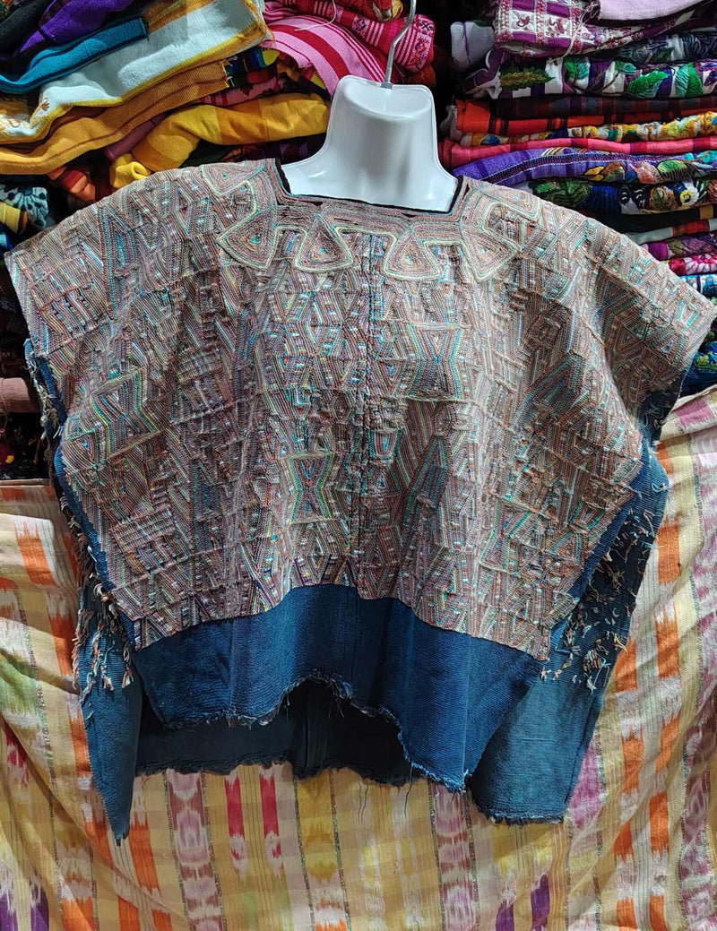 Navy blue with animals Nebaj Huipil #8-359