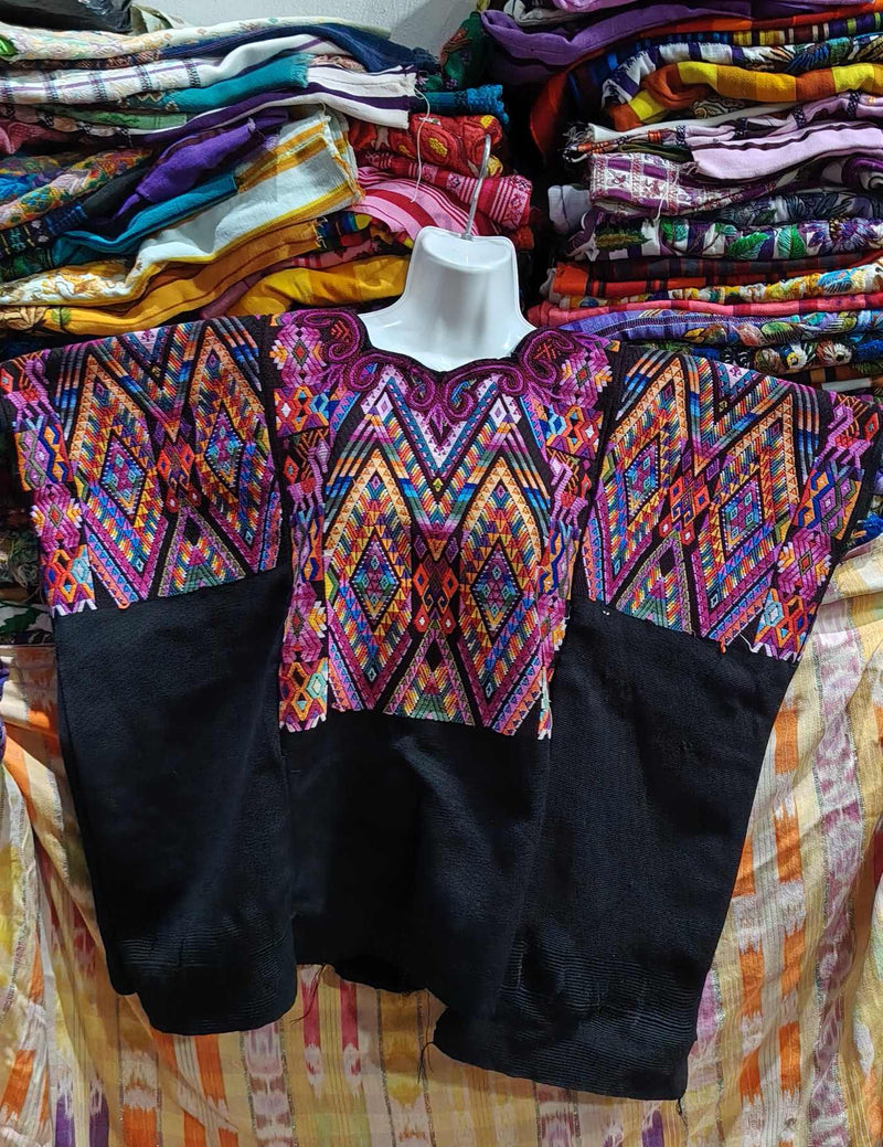 Black with geometric pattern Chichicastenango Huipil #8-361