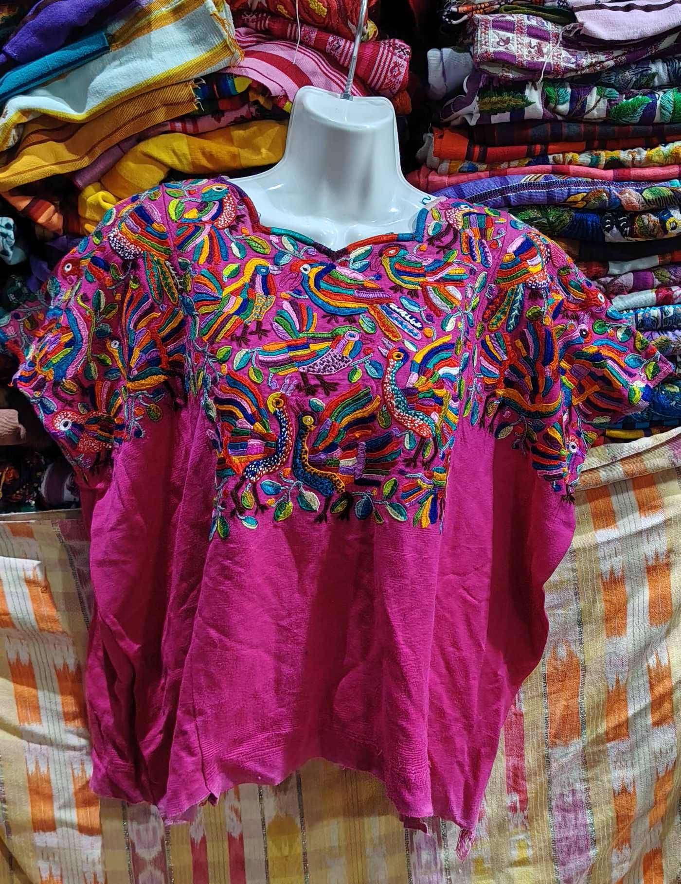 Pink with birds Chichicastenango Huipil #8-365