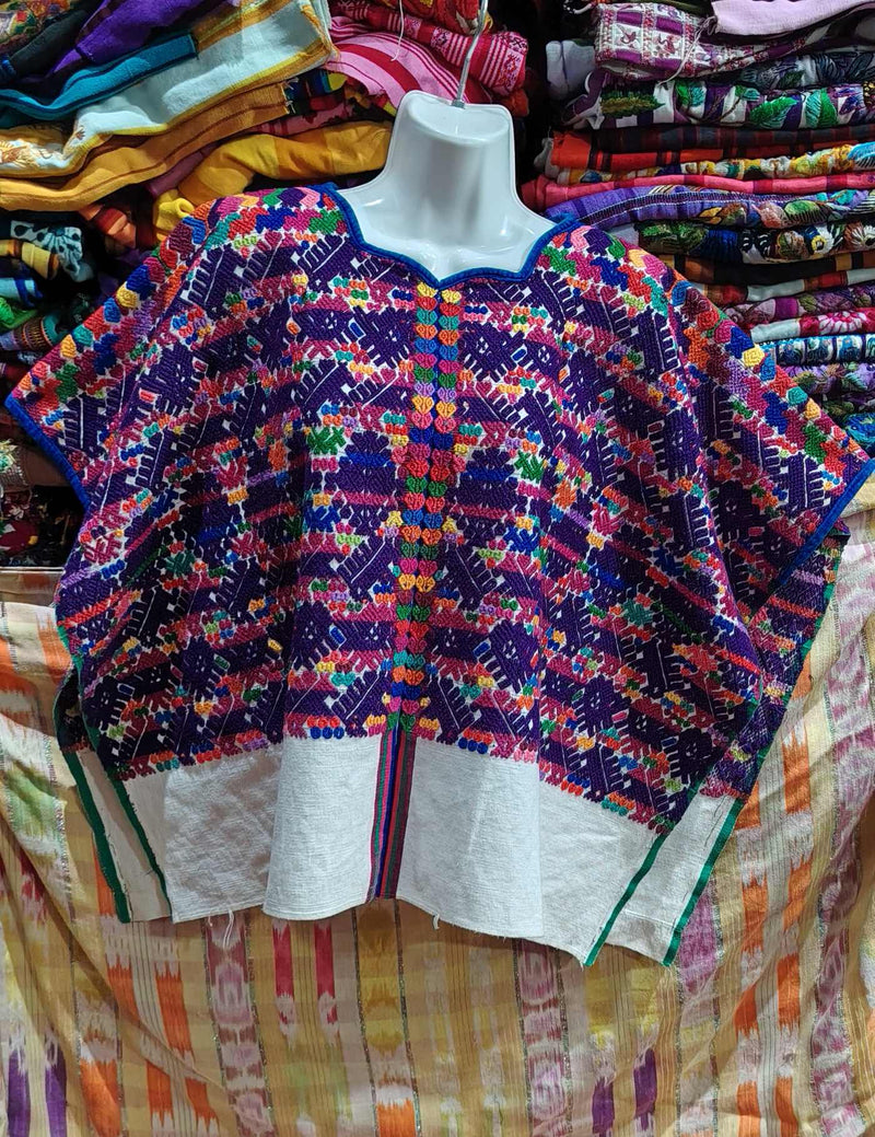 White with purple Sacatepéquez Huipil #8-369