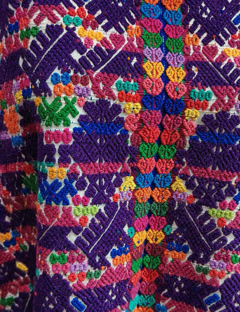 White with purple Sacatepéquez Huipil #8-369