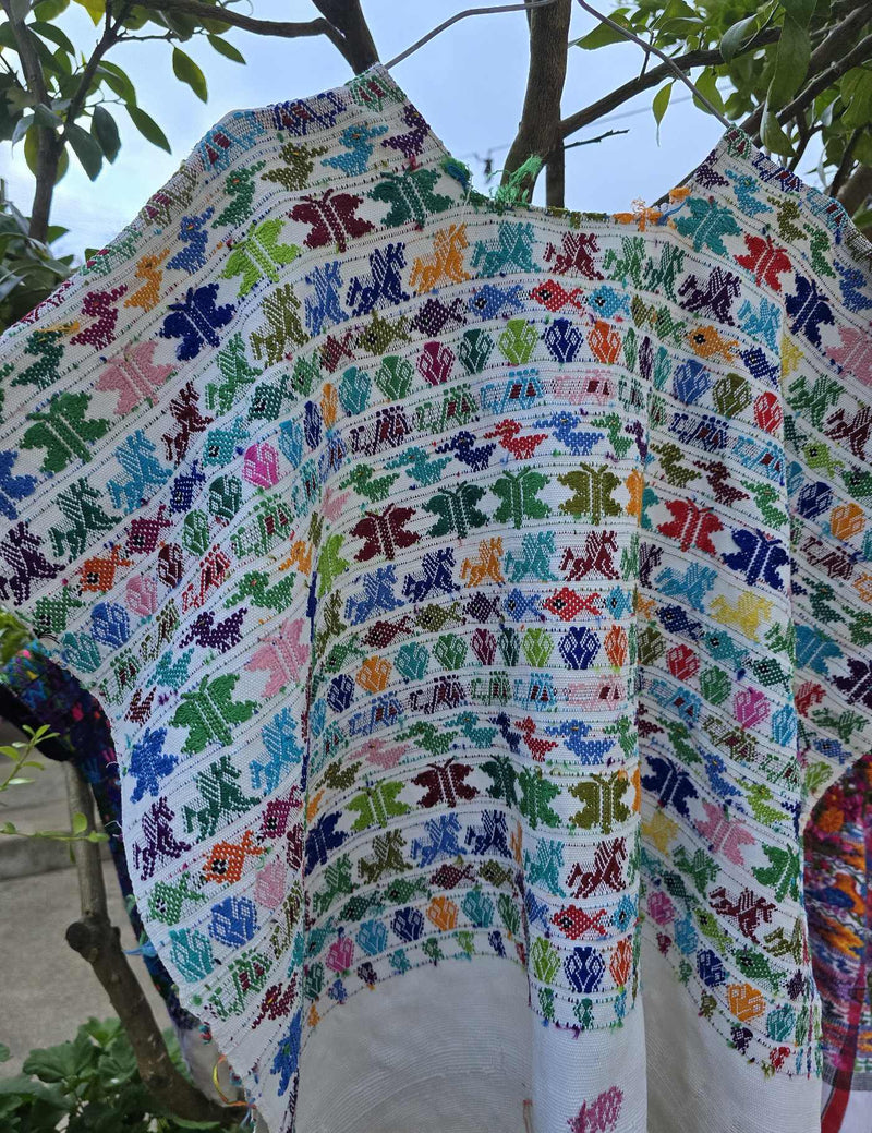 Colourful Animals on White Rabinal Huipil #8-380