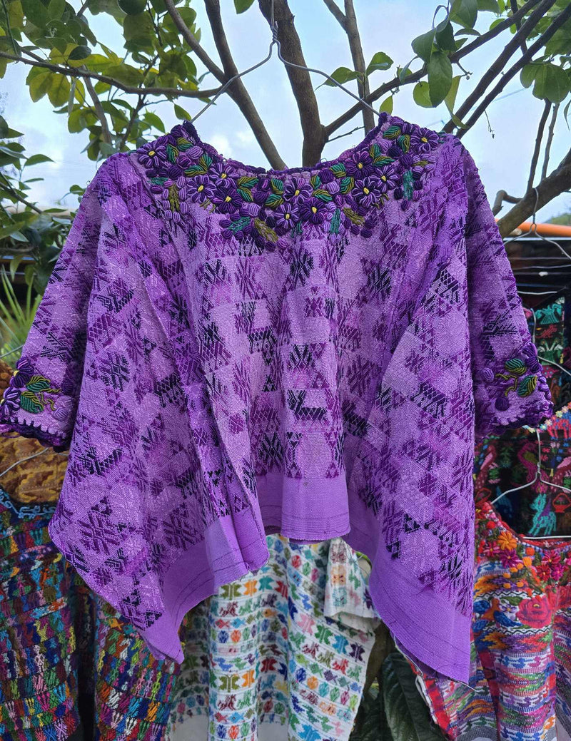 Purple with Rococo Neckline Cobán Huipil #8-384
